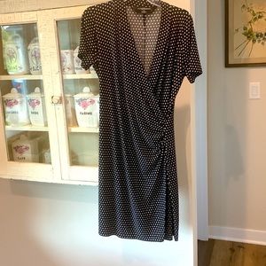 Black with white polka dots wrap dress